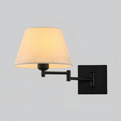 Applique anni 50 con braccio orientabile e paralume in tessuto per camera da letto
