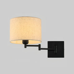 Applique anni 50 con braccio orientabile e paralume in tessuto per camera da letto
