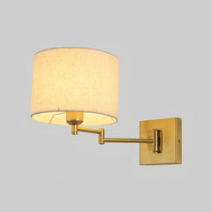 Applique anni 50 con braccio orientabile e paralume in tessuto per camera da letto