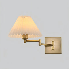 Applique anni 50 con braccio orientabile e paralume in tessuto per camera da letto