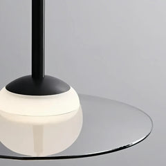 Lampada a sospensione minimal in vetro con diffusore a disco e LED dimmerabile da camera da letto