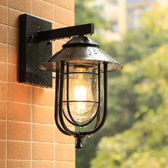 Applique da esterno nera LED in stile industriale in metallo a lanterna con attacco E27