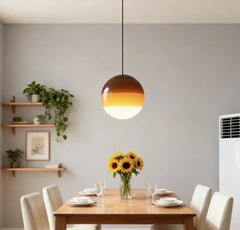 Lampadario a sospensione in vetro colorato a sfera con LED in stile nordico per sala pranzo