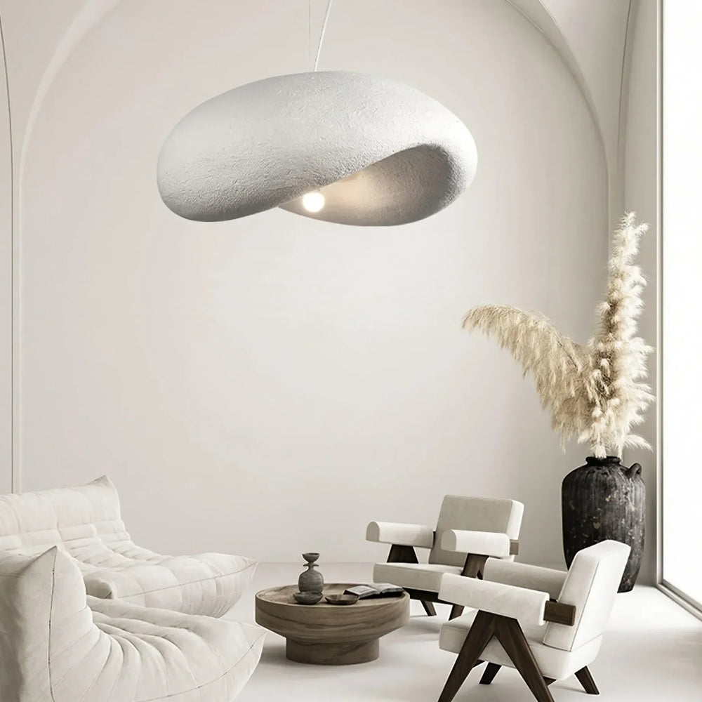 Lampadario a sospensione per soggiorno in stile wabi-sabi a forma di fungo bianco