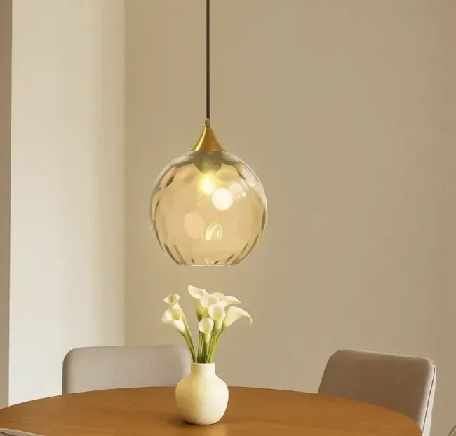 Lampadario in vetro soffiato moderno a sfera per sala da pranzo