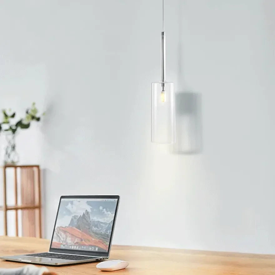 Lampadario a bottiglie in vetro con altezza regolabile da comodino luce calda