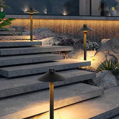 Lampione per esterno LED design moderno in metallo nero a forma di fungo
