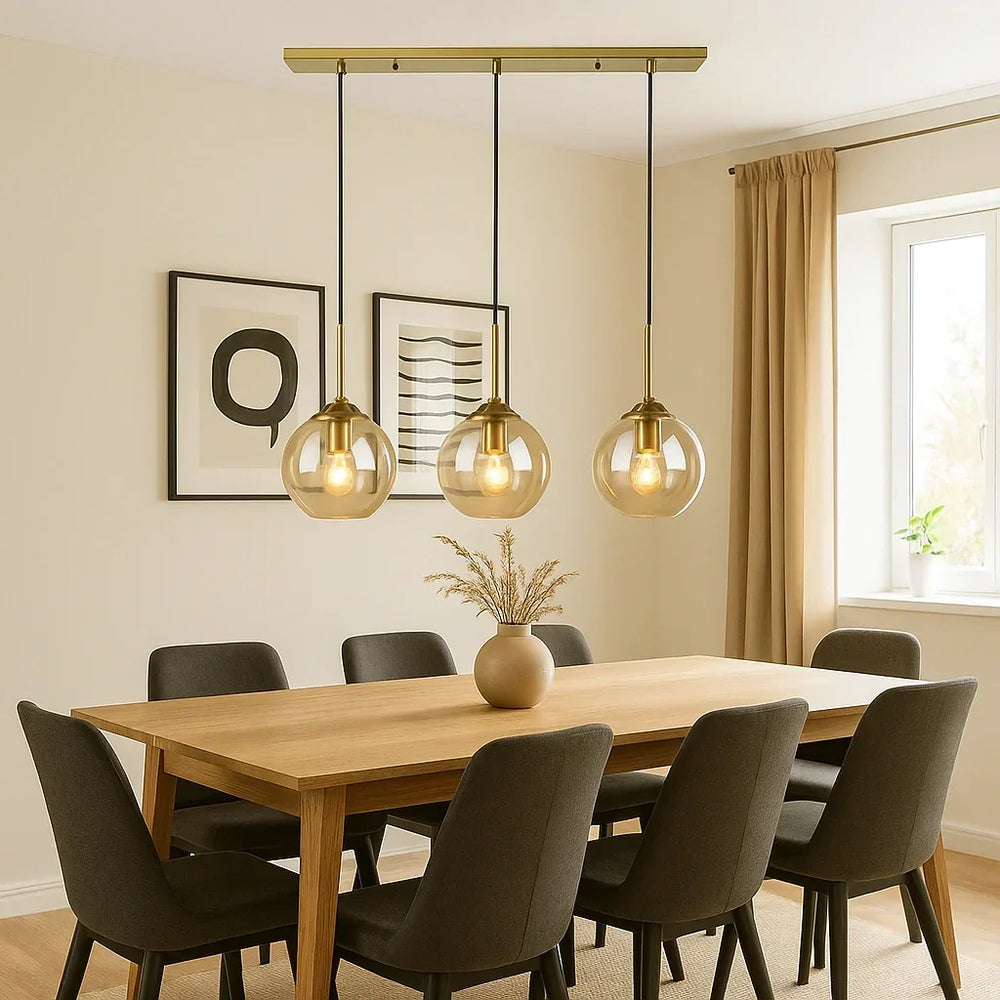 Lampadario con sfera di vetro LED design moderno a sospensione