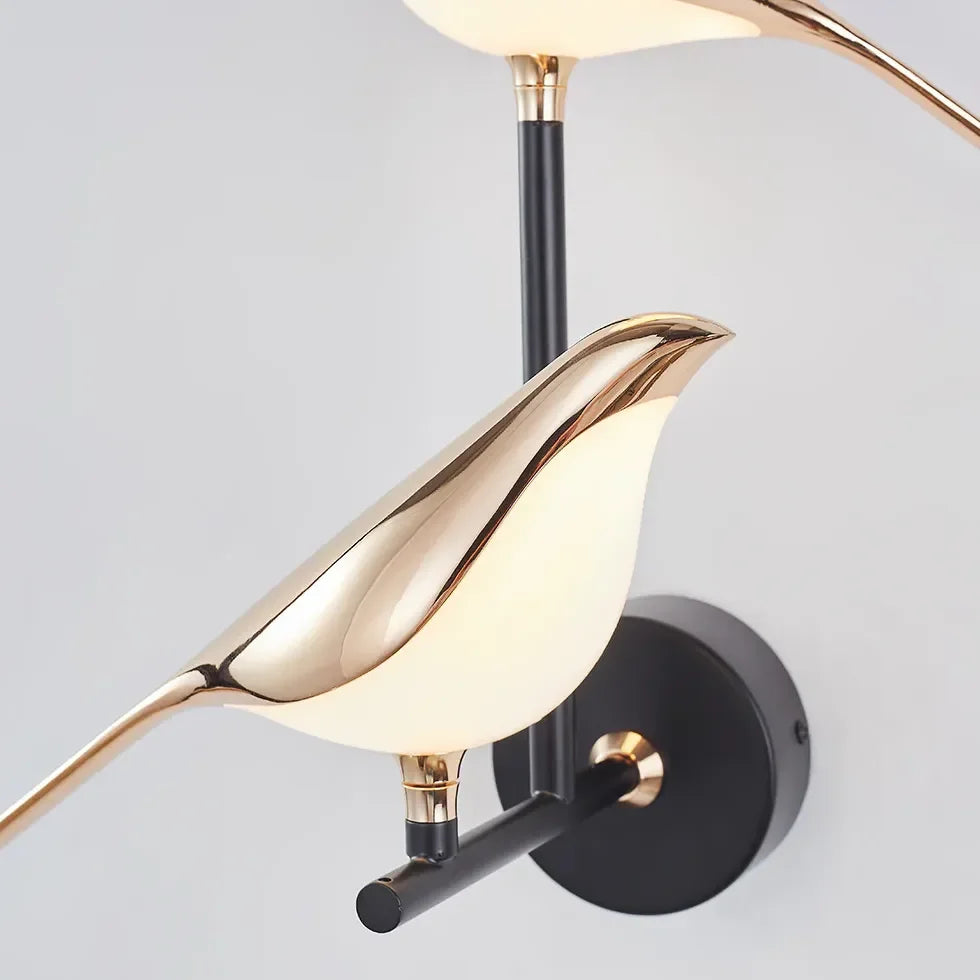 Applique da parete design moderno LED orientabile oro per comodino a forma di uccello