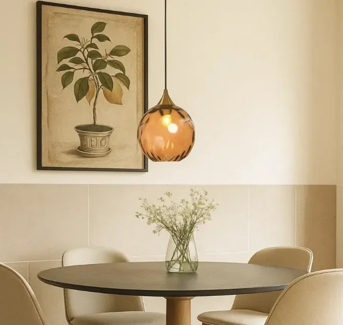Lampadario in vetro soffiato moderno a sfera per sala da pranzo