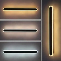 Applique lineare LED dimmerabile dal design moderno in metallo nero