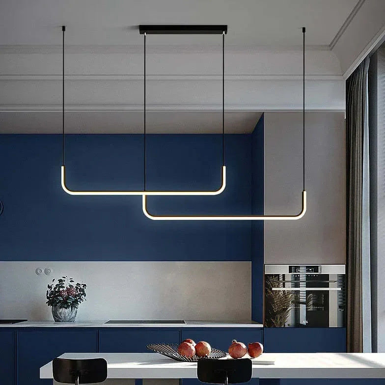 Lampadario lineare a LED design moderno dimmerabile per sala pranzo