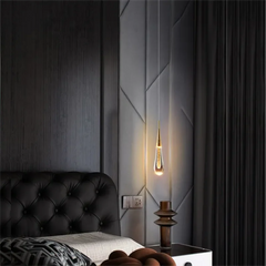 Lampada a sospensione da comodino a goccia LED regolabile in cristallo color oro