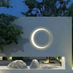 Applique da esterno design ad anello a forma di luna stile moderno LED in metallo
