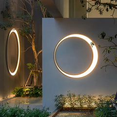 Applique da esterno design ad anello a forma di luna stile moderno LED in metallo