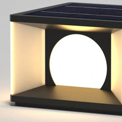 Lampada da pilastro LED solare moderna in metallo nero a cubo