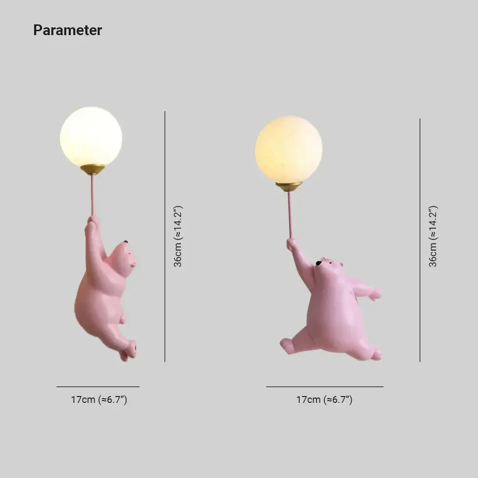 Applique da parete per cameretta a sfera con orsetto LED luce delicata