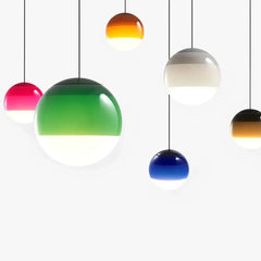 Lampadario a sospensione in vetro colorato a sfera con LED in stile nordico per sala pranzo