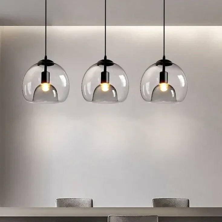 Lampadario a sospensione a sfera in vetro dal design moderno LED per sala da pranzo