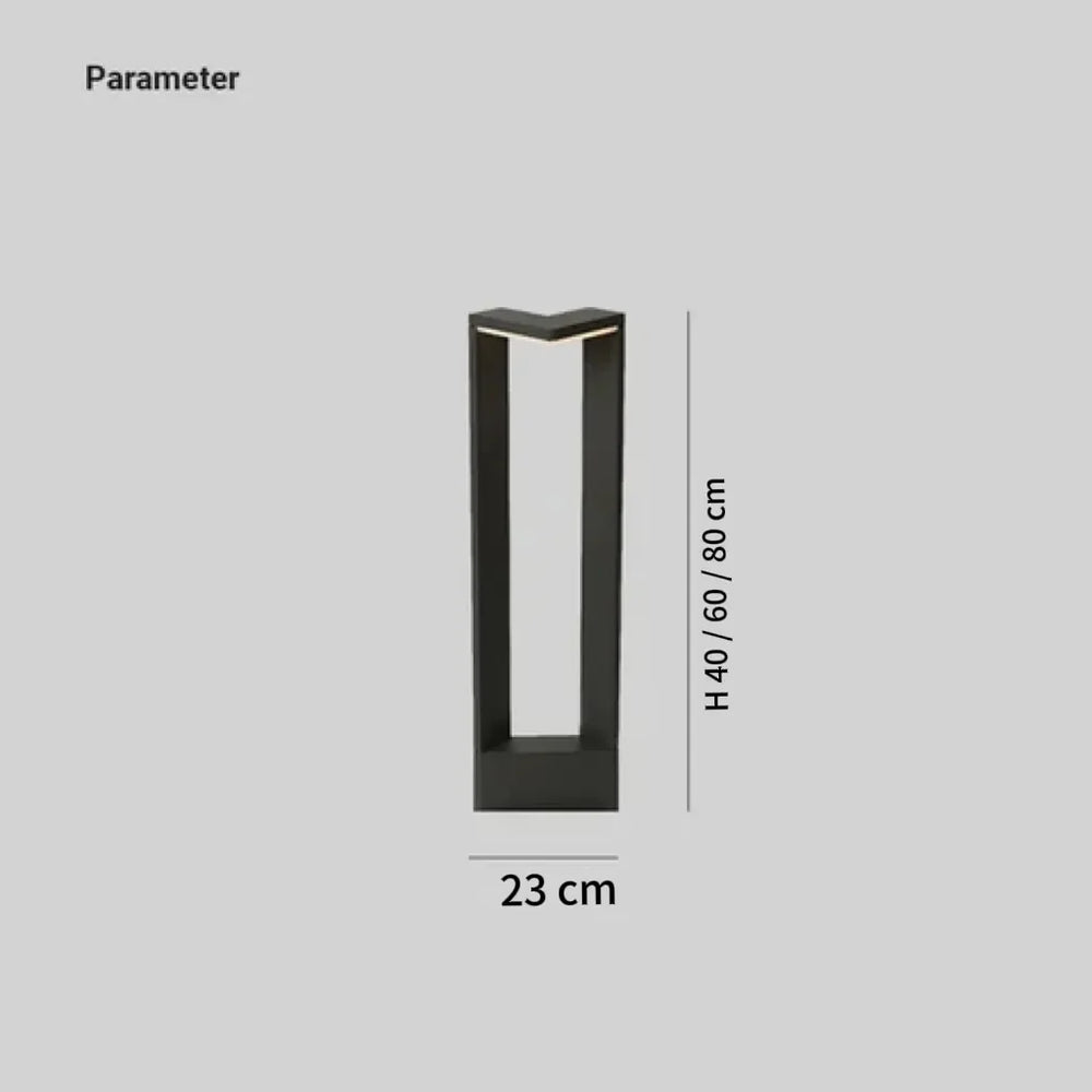 Lampione da giardino LED minimalista con cornice sottile nera