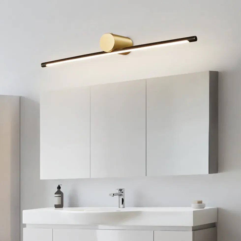Applique LED per specchio bagno design minimal lineare in ottone
