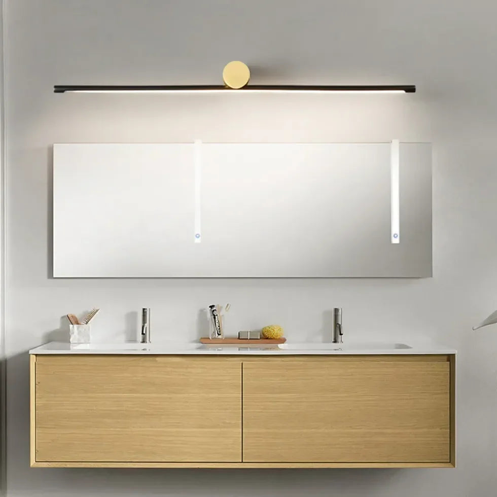 Applique LED per specchio bagno design minimal lineare in ottone