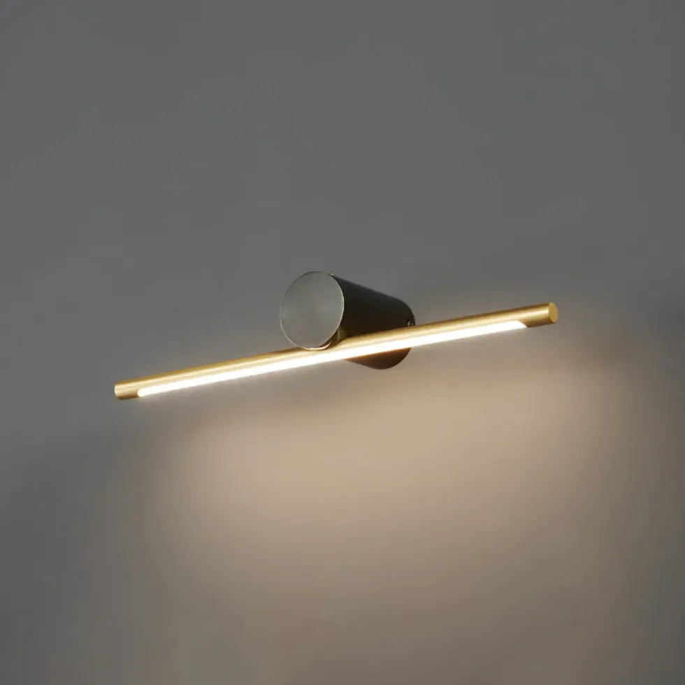 Applique LED per specchio bagno design minimal lineare in ottone