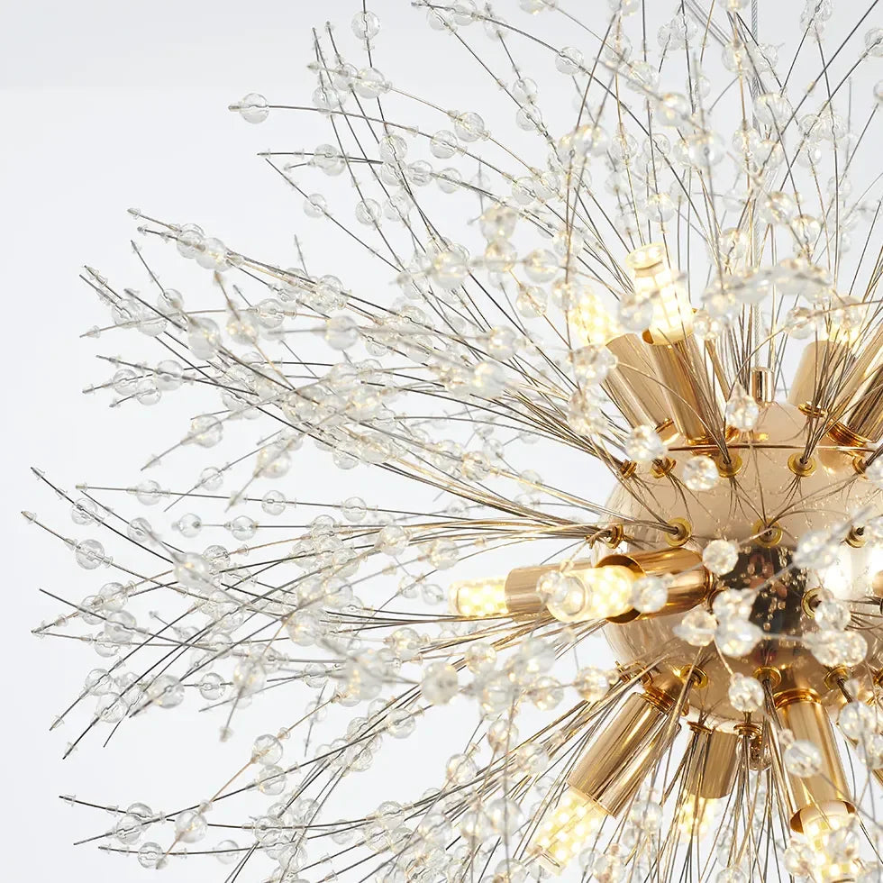 Plafoniera in cristallo LED dal design moderno a fuochi per soggiorno