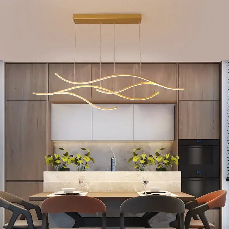 Lampadario moderno a sospensione LED dimmerabile ondulato per sala da pranzo