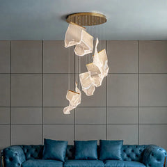 Lampadari a sospensione design moderno con effetto nastro LED per soggiorno