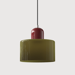 Lampada stile Morandi a sospensione LED in vetro cilindrica per sala da pranzo
