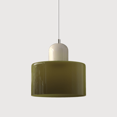 Lampada stile Morandi a sospensione LED in vetro cilindrica per sala da pranzo