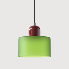 Lampada stile Morandi a sospensione LED in vetro cilindrica per sala da pranzo