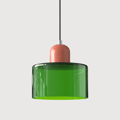 Lampada stile Morandi a sospensione LED in vetro cilindrica per sala da pranzo