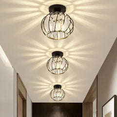 Plafoniera led soffitto corridoio in cristallo design moderno a lanterna Ø 20 cm