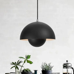 Lampadario a cupola in metallo a doppio guscio stile scandinavo per sala da pranzo