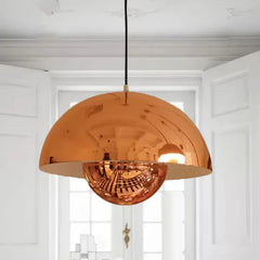 Lampadario a cupola in metallo a doppio guscio stile scandinavo per sala da pranzo