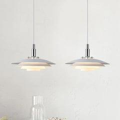 Lampadario a disco LED bianco stile danese per sala da pranzo Ø 38 cm