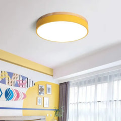 Plafoniera LED rotonda in legno per camera da letto