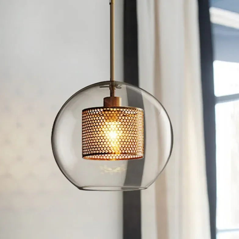 Lampadario a sospensione moderno in vetro trasparente per sala da pranzo