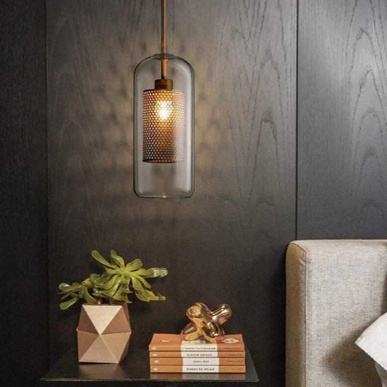 Lampadario a sospensione moderno in vetro trasparente per sala da pranzo