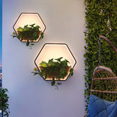 Lampada da parete da esterno moderna solare con sensore crepuscolare e vaso per piante