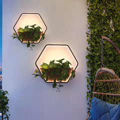 Lampada da parete da esterno moderna solare con sensore crepuscolare e vaso per piante