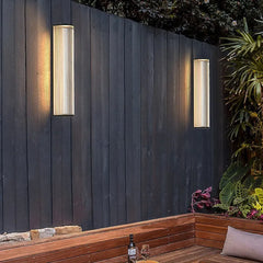 Applique da esterno per giardino moderno a LED solare nero con diffusore cilindrico