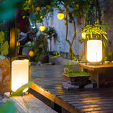 Lampada portatile da esterno a lanterna LED calda solare in vetro per giardino