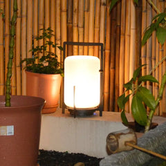 Lampada portatile da esterno a lanterna LED calda solare in vetro per giardino