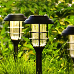 Lampione lanterna da giardino solare LED in metallo contemporaneo altezza 45 cm
