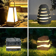 Lampade da Terra Esterne con Design a Forma di Roccia