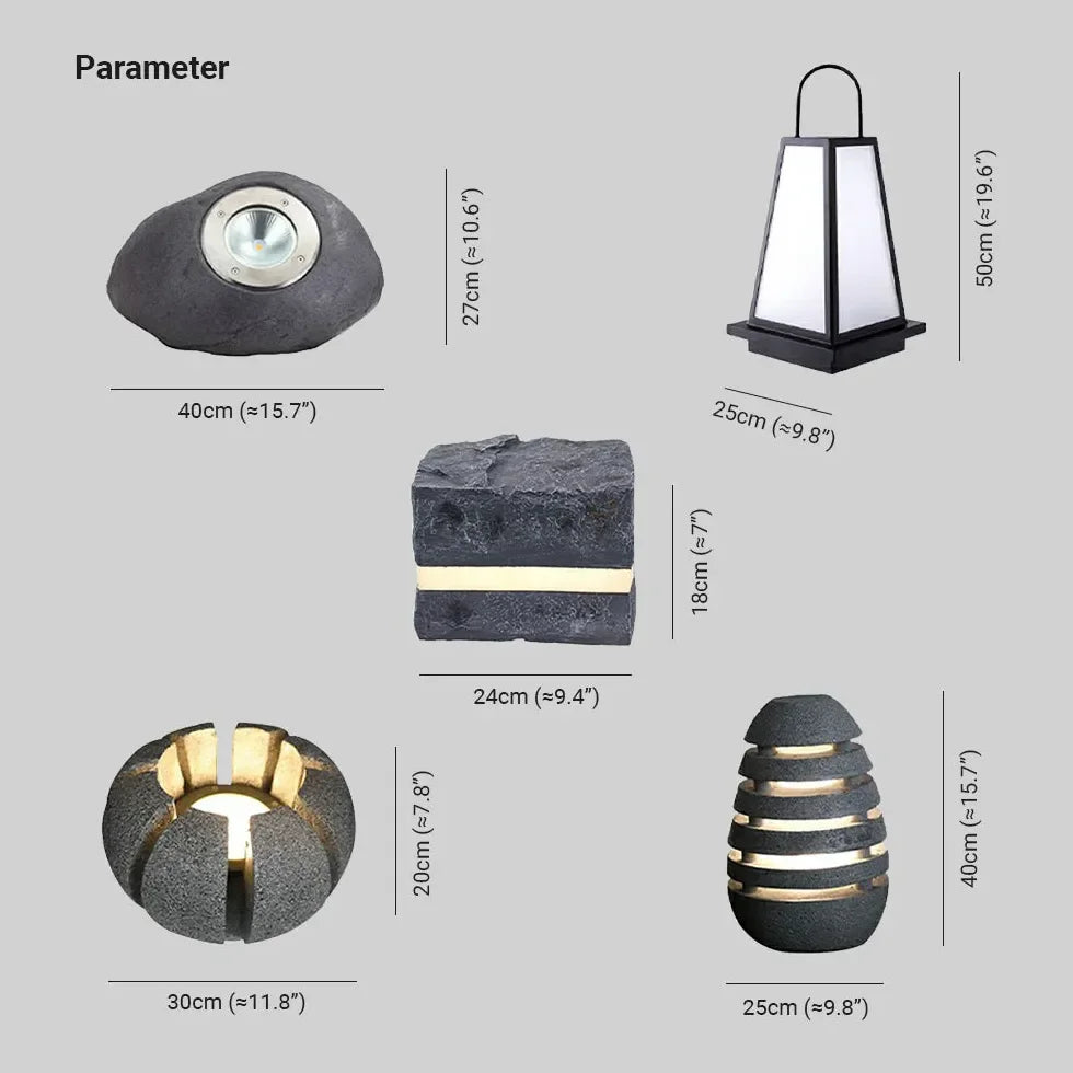 Lampade da Terra Esterne con Design a Forma di Roccia
