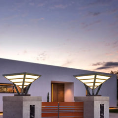 Lampada per pilastri cancello solare LED in metallo nero a cono stile moderno